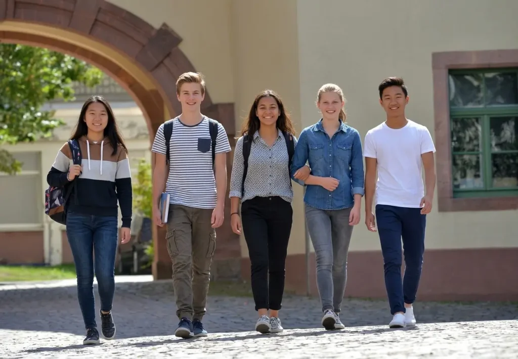 Group of pupils at European Grammar School in Waldenburg